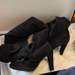Stuart Weitzman Black Suede Heeled Boots